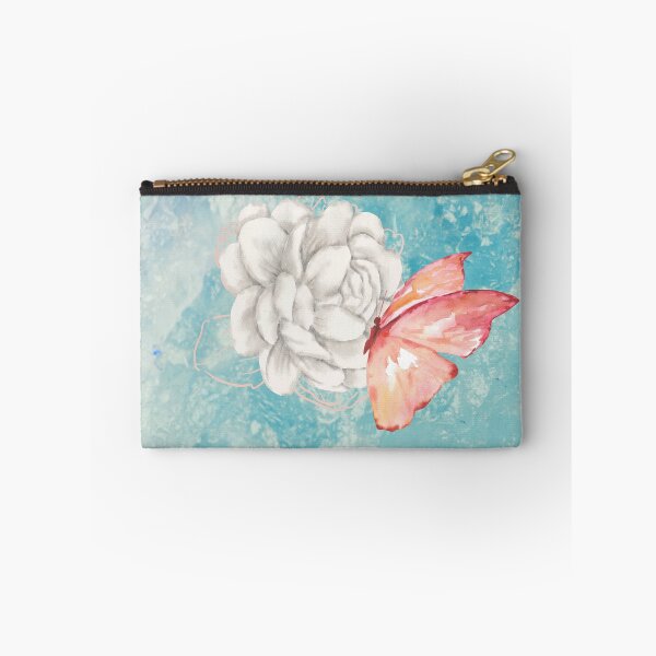Item preview, White Rose Flower Peach Butterfly Artic Watercolor designed and sold by Aszietdesigns.