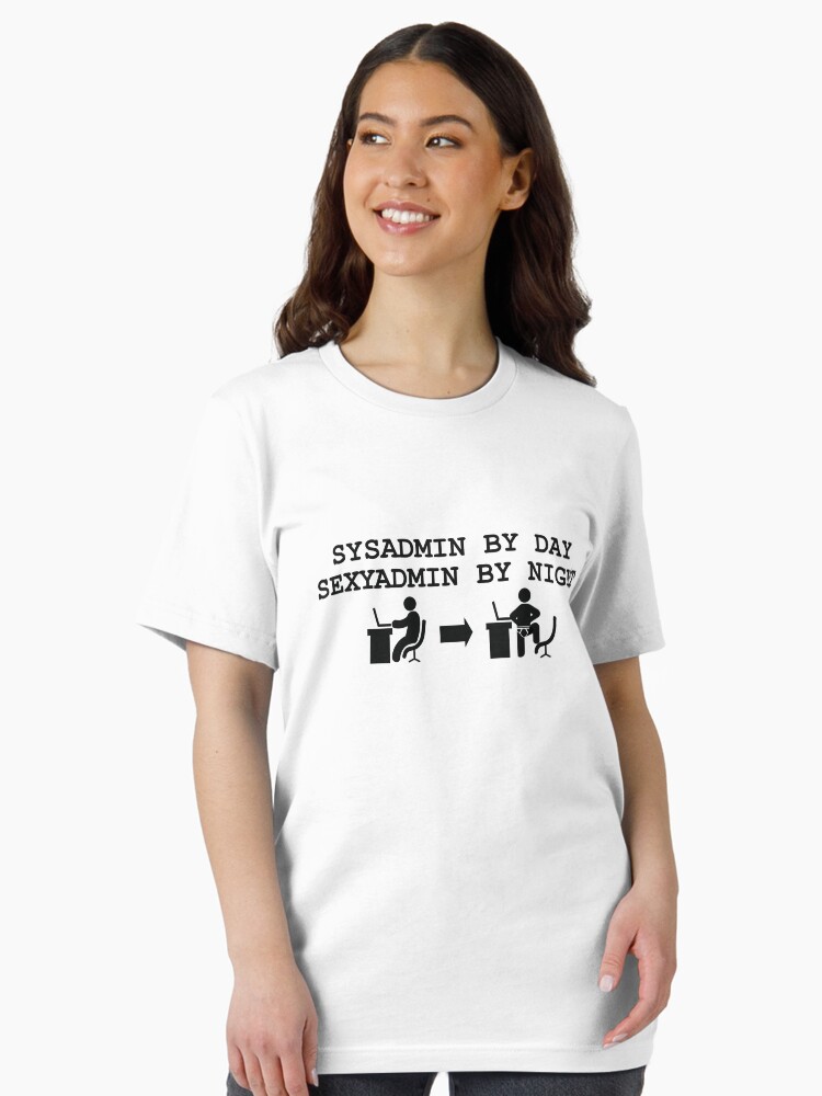 Thumbnail 2 of 7, Essential T-Shirt, sysadmin by day, sexyadmin by night designed and sold by yourgeekside.