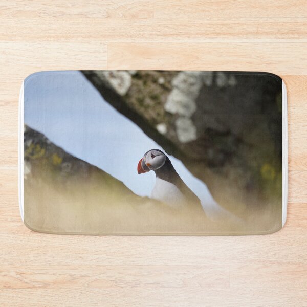 Item preview, Puffin hiding behind a rock designed and sold by elisainiceland.