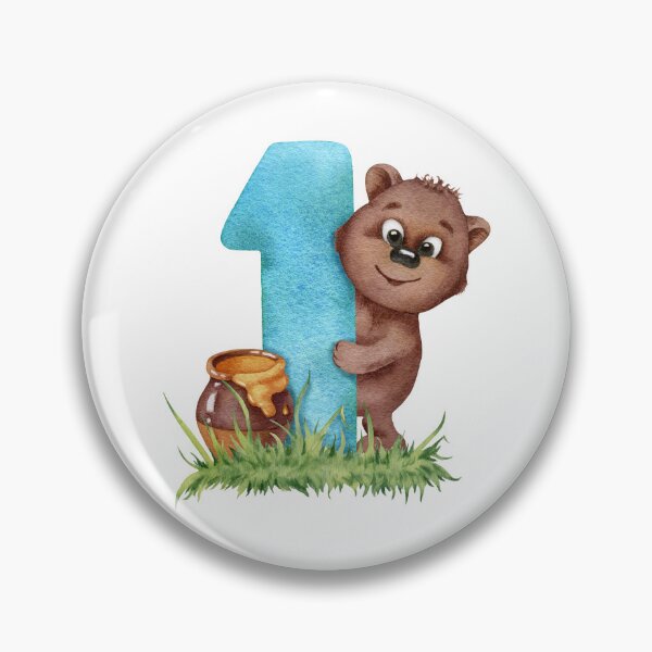 Item preview, Baby bear & number one designed and sold by aquarellegarden.