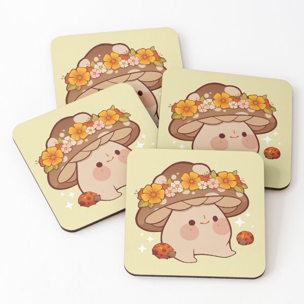 Item preview, Cute mushroom with flower crown and ladybugs designed and sold by Rihnlin.