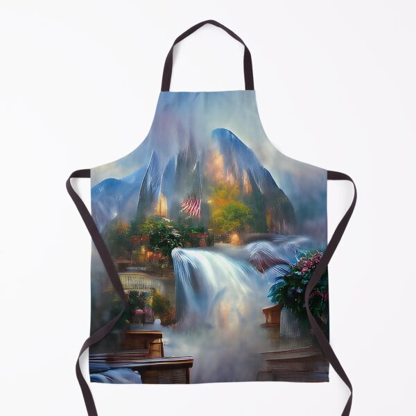 Aperçu de l'œuvre Waterfall Flowing over Mountains créée et vendue par theartmuseums.