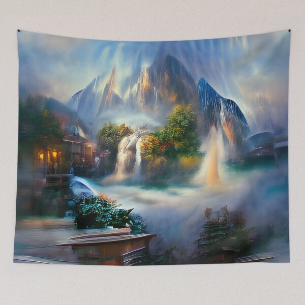 Item preview, Waterfall Running through Mountains designed and sold by theartmuseums.