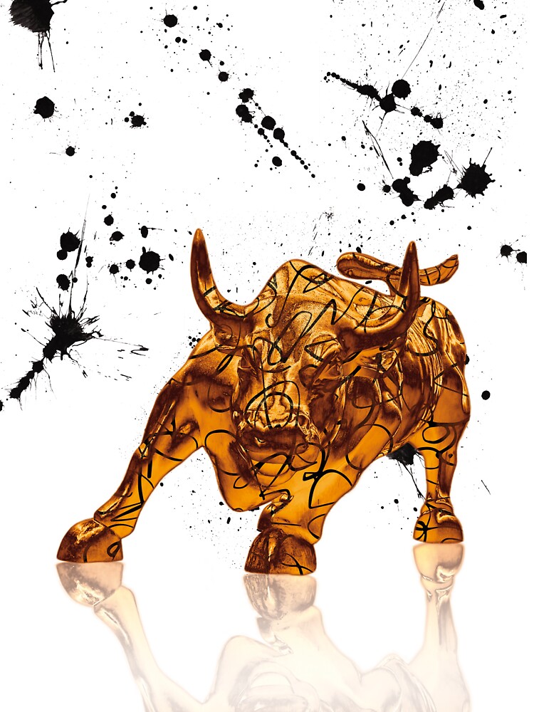 "Gold Wall Street Bull" Sticker for Sale by PaulaSiqVasc Redbubble