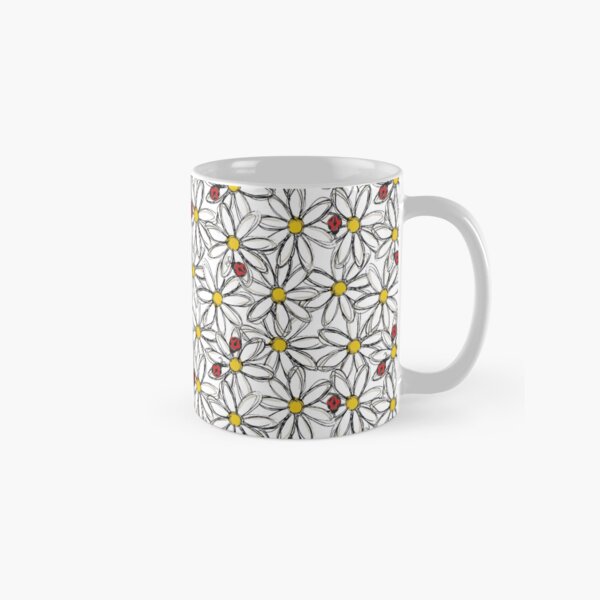 Item preview, Daisies and Ladybugs Pattern on White designed and sold by brittlouise.