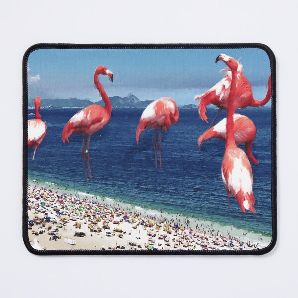 Item preview, American Flamingos On The Beach, American Flamingos Manipulation, Tropical American Flamingo Print, American Flamingo Art designed and sold by Paintcorner.