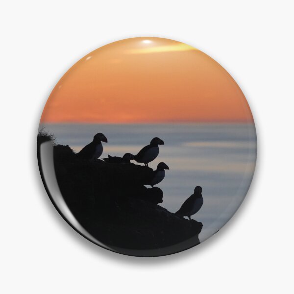 Item preview, Puffins silhouettes in the midnight sun designed and sold by elisainiceland.