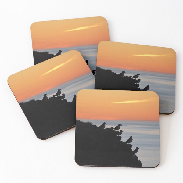 Item preview, Puffins silhouettes in the midnight sun designed and sold by elisainiceland.