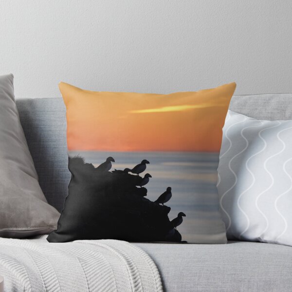 Item preview, Puffins silhouettes in the midnight sun designed and sold by elisainiceland.