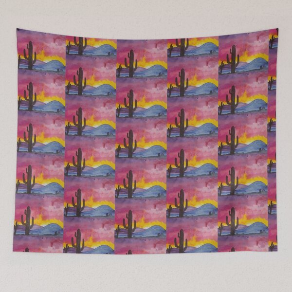 Item preview, Cactus Watercolor Sunset designed and sold by InkyandCotton.