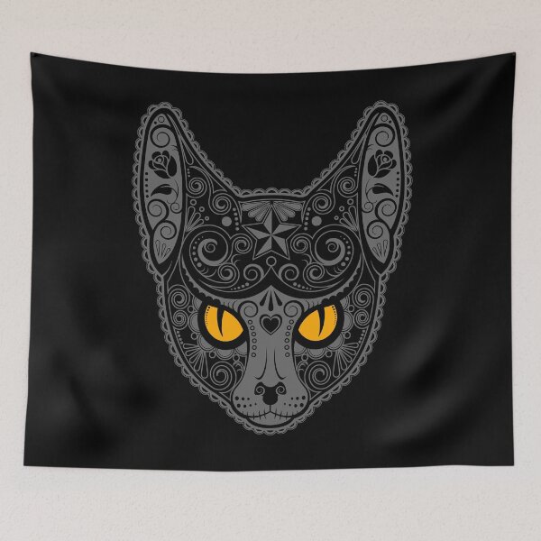 Item preview, Decorated Dark Sugar Skull Cat designed and sold by JeffBartels.