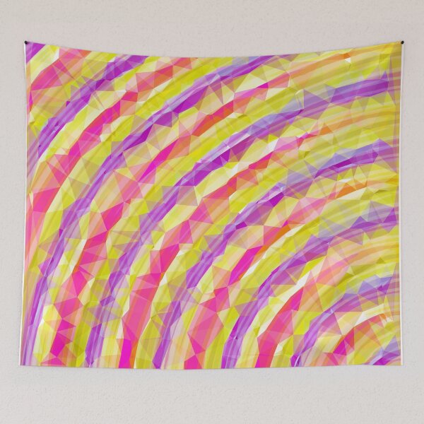 Item preview, psychedelic geometric polygon line pattern in pink purple yellow designed and sold by Mrvell.