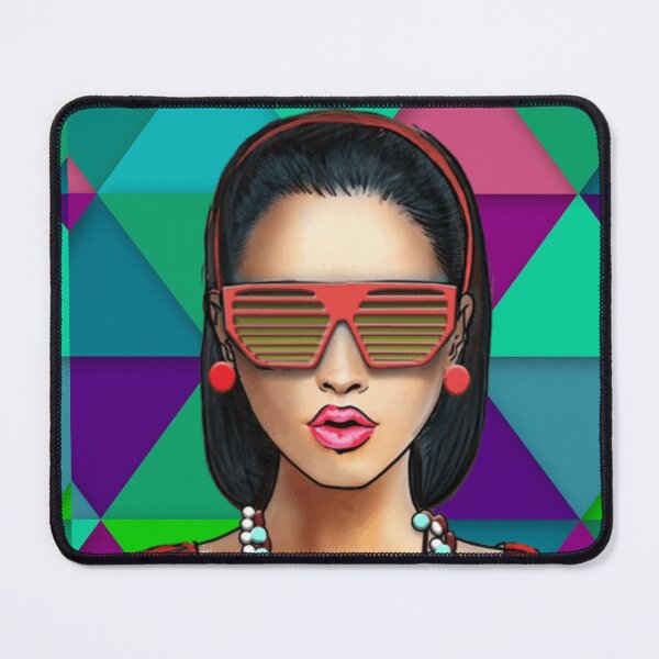 Item preview, Retro Lady with Colorful Diamond Background designed and sold by TotallyRetroArt.