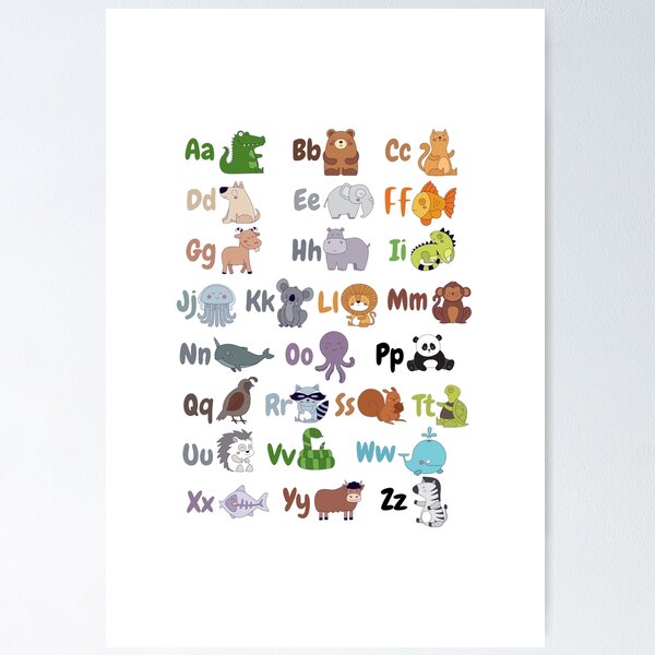 Adorable Animal Alphabet Poster for Sale by SamAnnDesigns