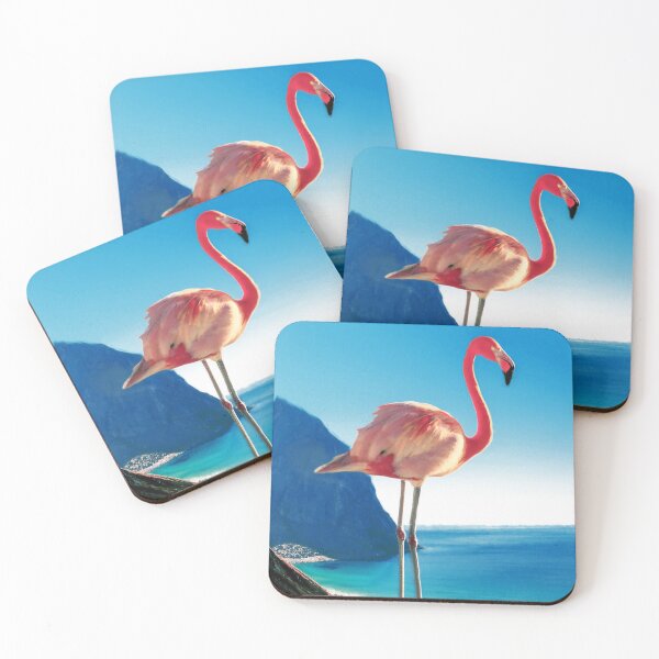 Item preview, American Flamingos On The Beach, American Flamingos Manipulation, Tropical American Flamingo Print, American Flamingo Art designed and sold by Paintcorner.