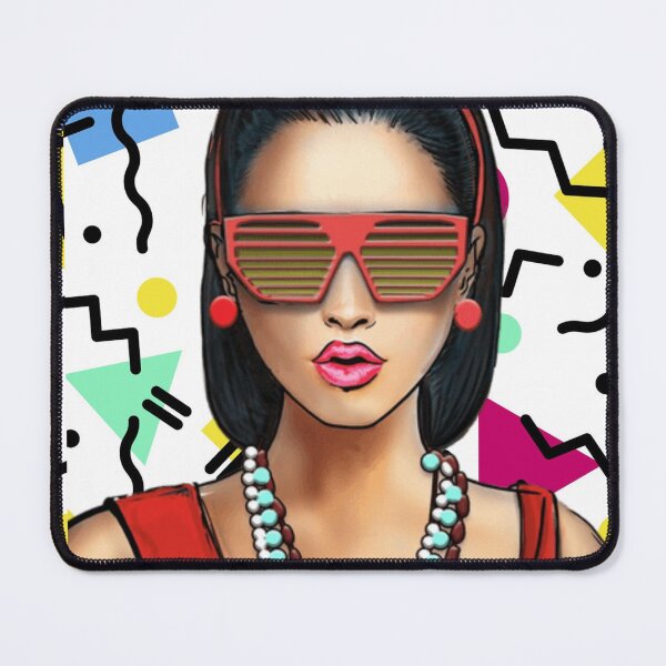 Item preview, Retro Lady with Memphis Style Background designed and sold by TotallyRetroArt.