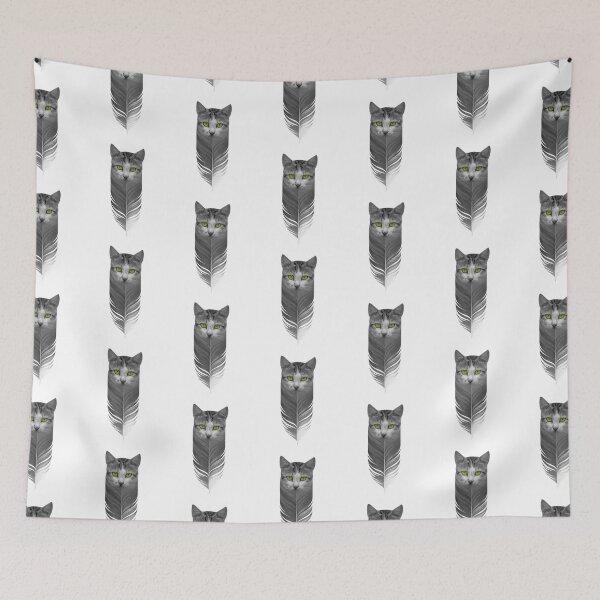 Item preview, cute cat head with live eye and fether, funny owl shape designed and sold by ApurwaArtShop.