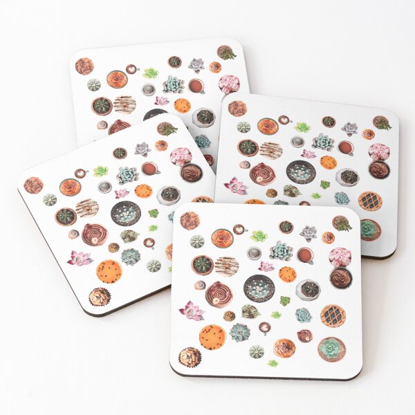 Item preview, Cute seamless pattern of succulent plants and bakery cakes designed and sold by The Nerd Gift Source.