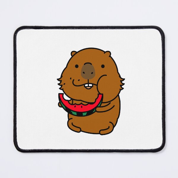 Item preview, Capybara eating a juicy watermelon designed and sold by RyderDesign.
