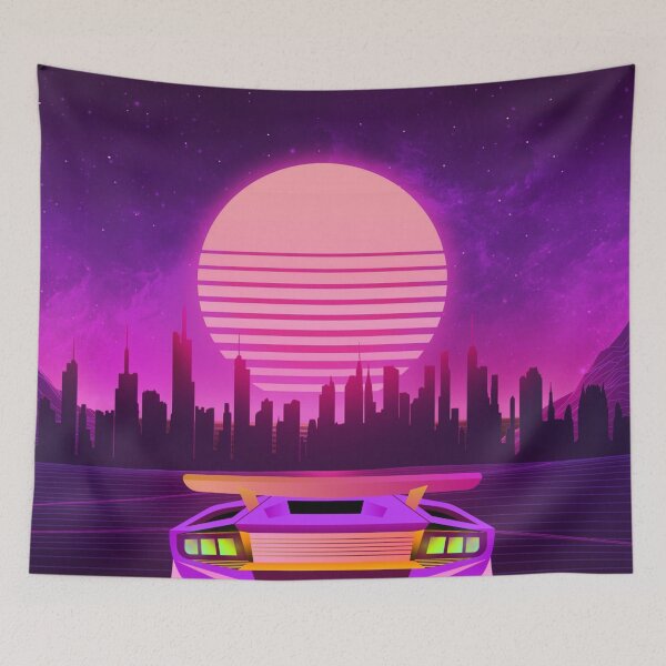 Item preview, Car with Retro Sunset designed and sold by TotallyRetroArt.