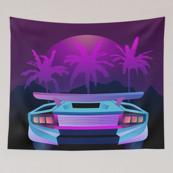 Item preview, Retrowave Inspired Car and Horizon designed and sold by TotallyRetroArt.