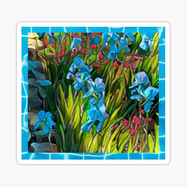 Item preview, Blue Irises with Blue Border designed and sold by oh-bi-me.