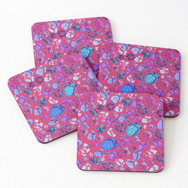 Item preview, Red and blue coral reefs, pattern designed and sold by IngaDesign.