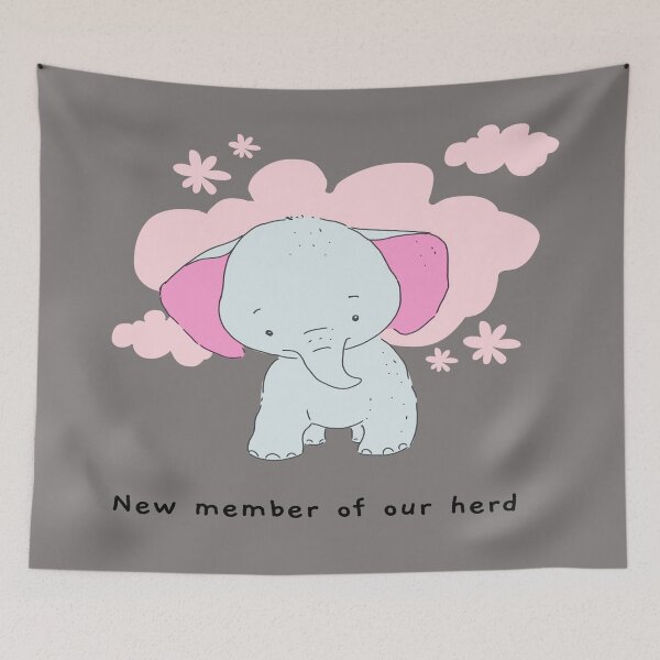 Item preview, New Member Of Our Herd - Cute Cartoon Baby Elephant - Pink designed and sold by LMcDs.