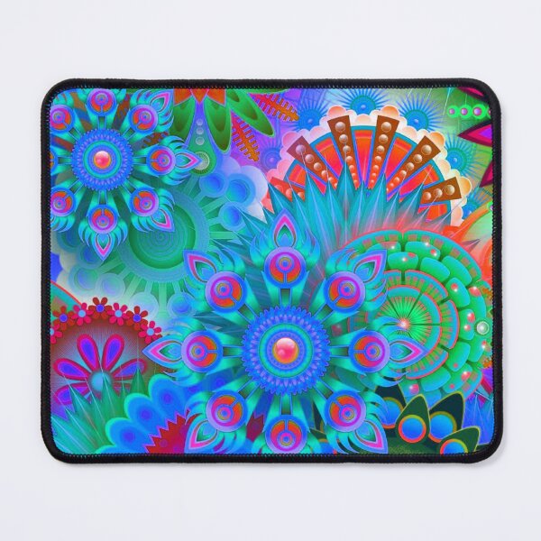 Item preview, Retro Inspired Blue Floral Mandala designed and sold by TotallyRetroArt.