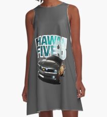 Hawaii Five-O Black Camaro (White Outline) A-Line Dress