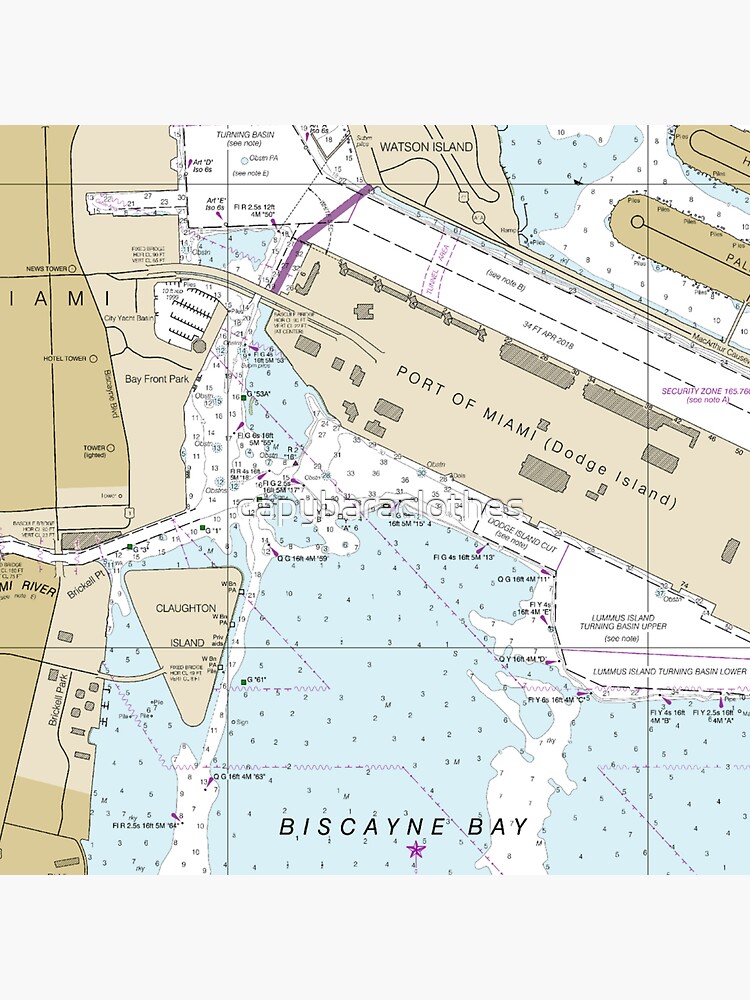 "Biscayne Bay Nautical Chart Shirt" Sticker for Sale by capybaraclothes