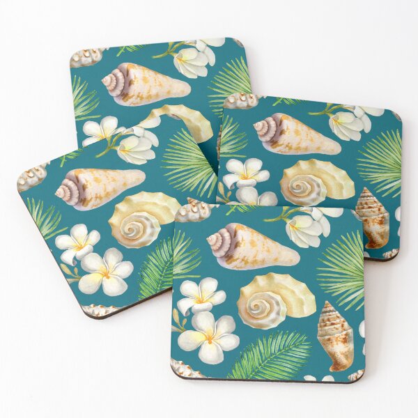 Item preview, Tropical shells with frangipani designed and sold by FGCART.