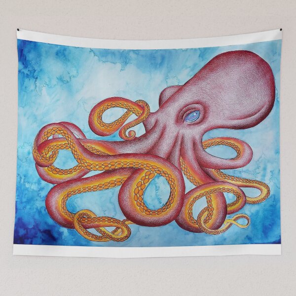Item preview, Octopus Watercolor Painting Mixed Media Art Design designed and sold by ArtbyMeganBrock.