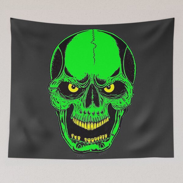 Item preview, GREEN NEON SKULL - Art By Kev G designed and sold by ArtByKevG.