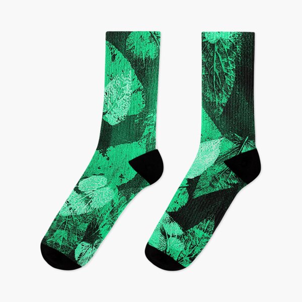 Item preview, Floating leaves Bright Teal on Black by Kathryn Boundy designed and sold by OB-Studio.
