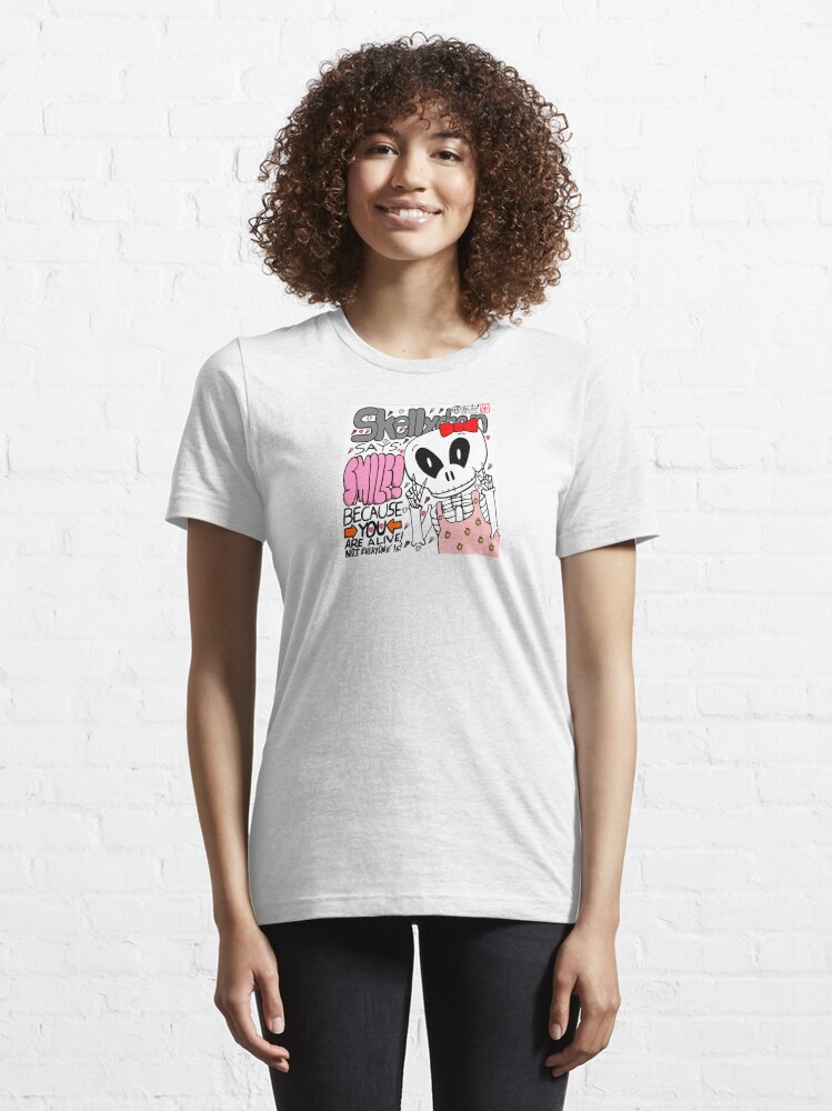 Alternate view of Skelly-chan "Smile Because You are Alive!" Essential T-Shirt