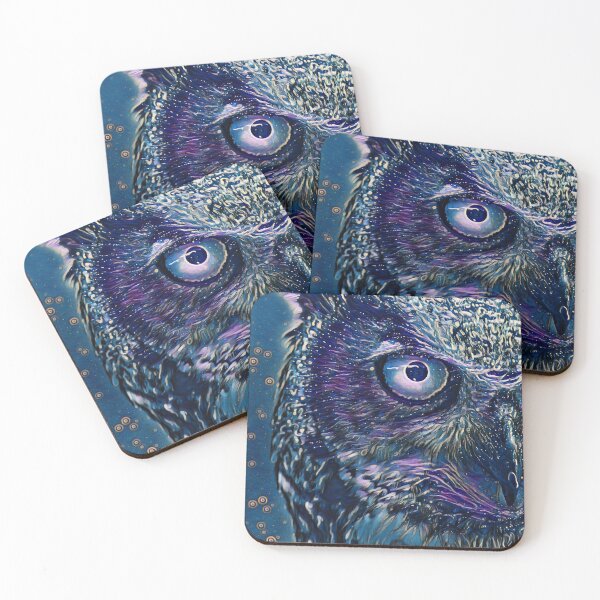 Item preview, Glowing Midnight Art Portrait Great Horned Owl Bird Face designed and sold by TheWildFlix.