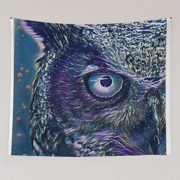Item preview, Glowing Midnight Art Portrait Great Horned Owl Bird Face designed and sold by TheWildFlix.