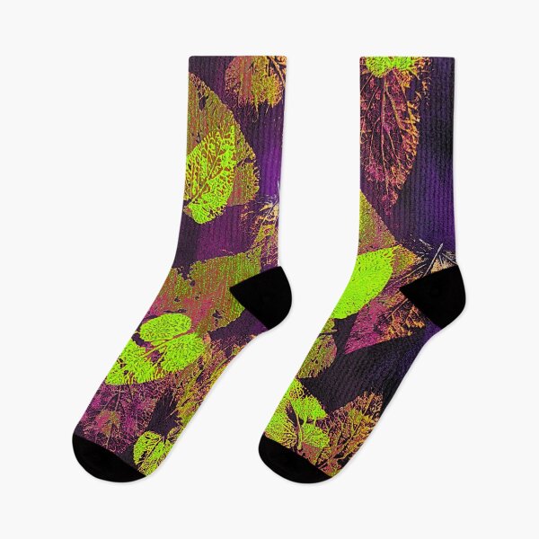 Item preview, Floating leaves Bright Green & Orange on Purple by Kathryn Boundy designed and sold by OB-Studio.