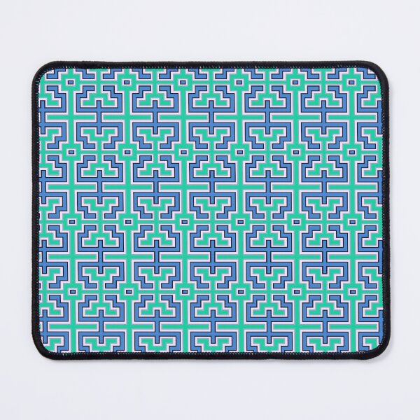 Item preview, Shipibo Conibo Peruvian Amazon Jungle Pattern Peru Tribal Design in Blue and Green designed and sold by Art-and-Archaeo.