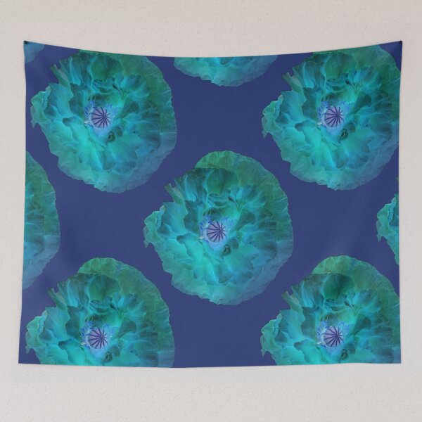 Item preview, Two neon mixed blue effect poppies designed and sold by KABFA Designs.