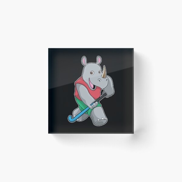 Item preview, Rhino At Hockey With Hockey Bat Sticker designed and sold by ximenagene.
