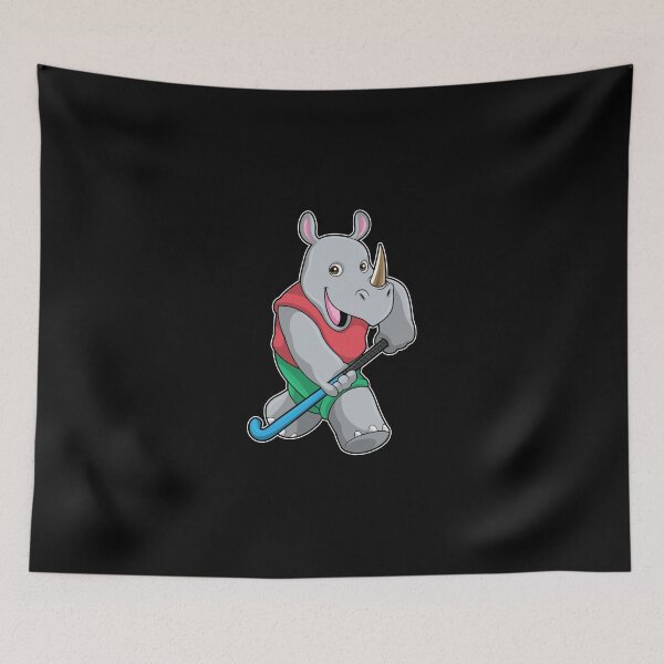 Item preview, Rhino At Hockey With Hockey Bat Sticker designed and sold by ximenagene.