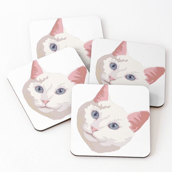 Item preview, Cute white cat face with bright blue eyes  designed and sold by LeahcarsArt.