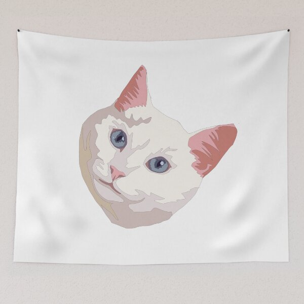 Item preview, Cute white cat face with bright blue eyes  designed and sold by LeahcarsArt.