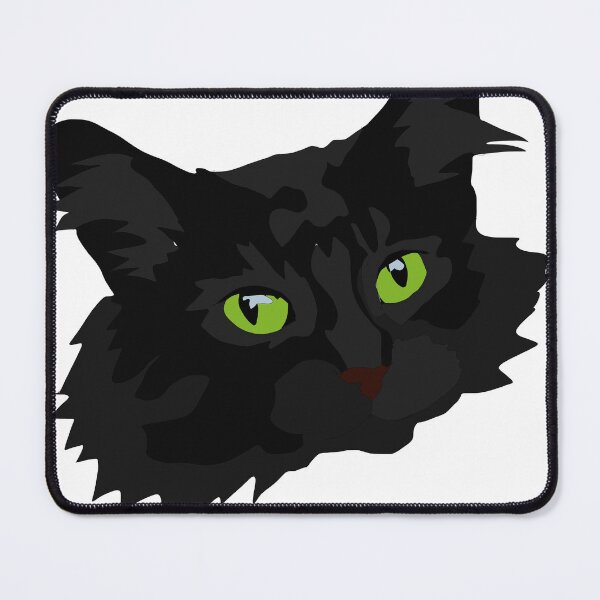 Item preview, Fluffy Black cat with bright green eyes designed and sold by LeahcarsArt.
