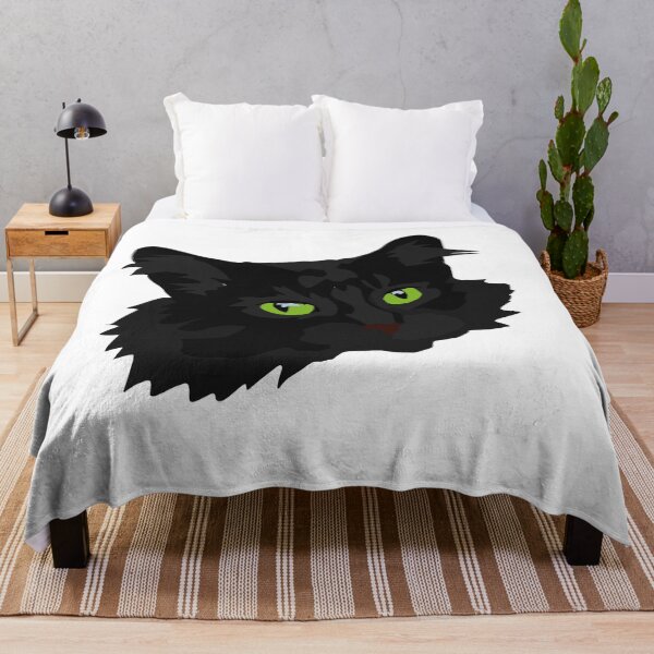 Item preview, Fluffy Black cat with bright green eyes designed and sold by LeahcarsArt.