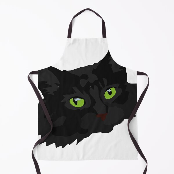 Item preview, Fluffy Black cat with bright green eyes designed and sold by LeahcarsArt.