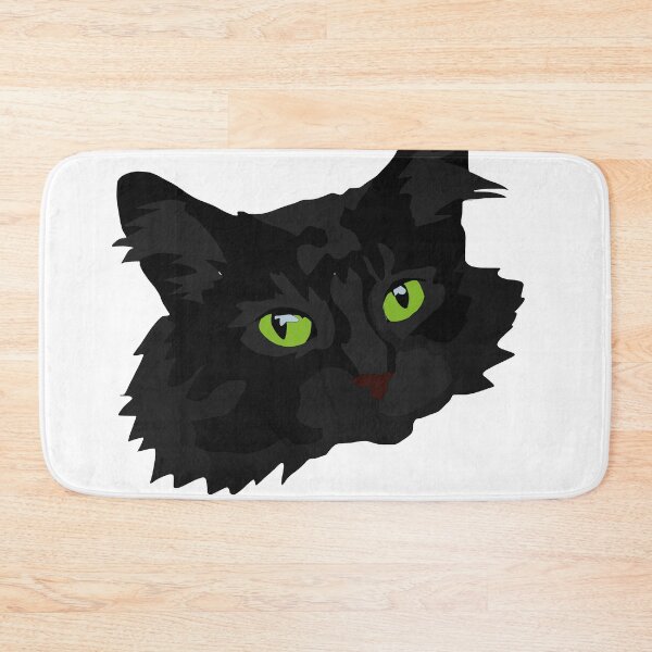 Item preview, Fluffy Black cat with bright green eyes  designed and sold by LeahcarsArt.