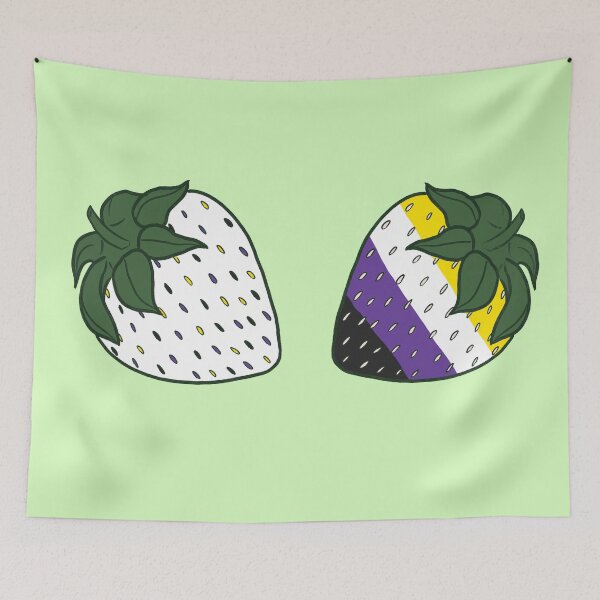 Aperçu de l'œuvre LGBTQ+ Pride Month Strawberries - Non Binary Flag créée et vendue par sophkf-designs.